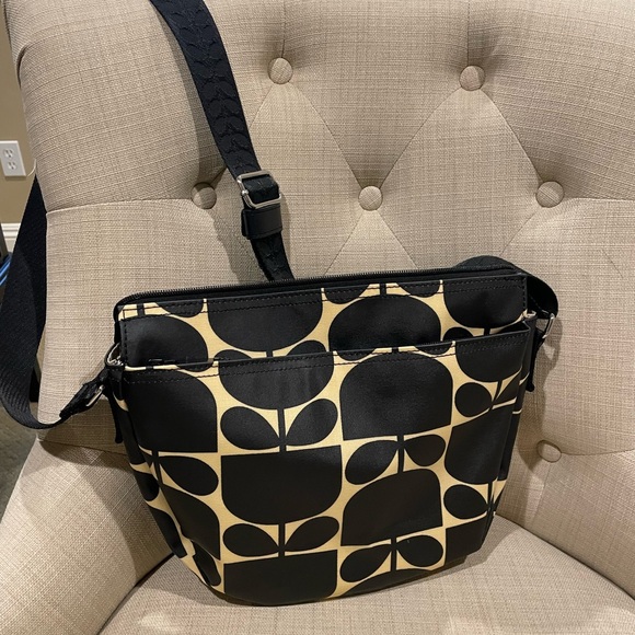 Orla Kiely Black and Cream Shoulder Bag - Picture 3 of 3